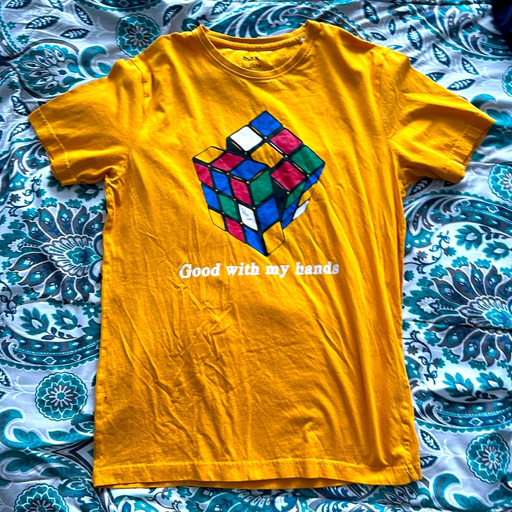 Medium Rubix Cube T-Shirt by Max, Slim Fit, Gold